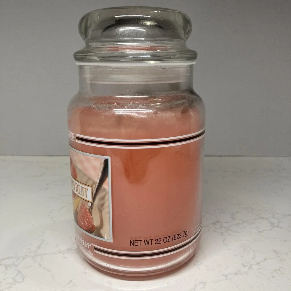 Vtg Yankee Candle Blackband Juicy Grapefruit Housewarmer 22oz Pink Retired